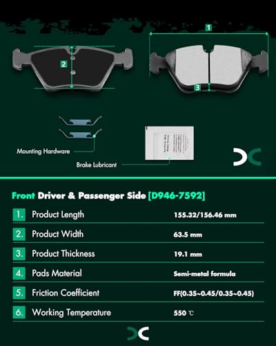 Image of SCITOO D946 D683 Ceramic Brake Pads Sets Front & Rear Fit For BMW 330Ci 2001-2006,For 330i 2001-2005,For 330xi 2001-2005,For X3 2004-2010,For Z4 2006-2008