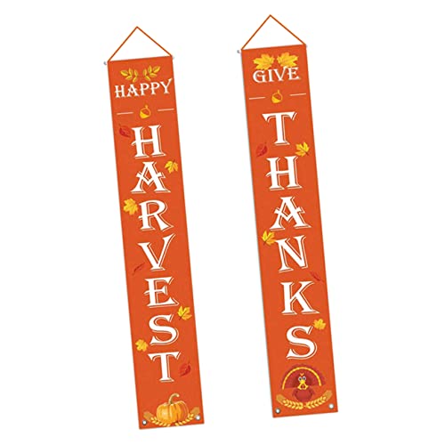 PRETYZOOM 1 Par pancarta del día de acción de gracias del partido decoración de pared al aire cartel de porche de bienvenida de otoño de la puerta cortina de puerta