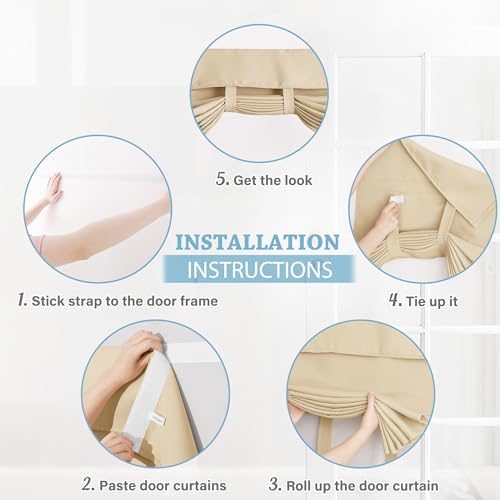RYB HOME Classroom Door Window Cover, Blackout Shades for Classroom Windows and Doors Cover Lockdown Shades, Room Darkening Design Blocks Views, W 8 x L 36, 1 Panel, Biscotti Beige