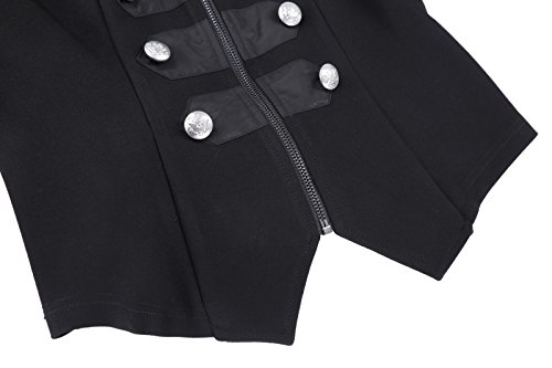 Kate Kasin Women's Buttons Decorated Zipper Front Military Blazer Jacket Coat Tops Black S KK464-1 steampunk buy now online