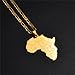 Africa Map Pendant Chain Necklace Men African Gold Plated Map Pendant Necklace (45cm by 3mm Chain, Gold Color With Country Names)