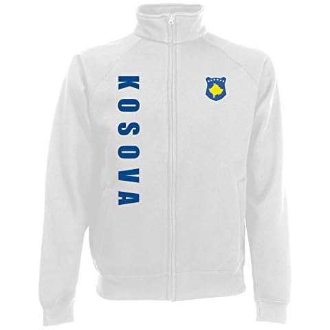 AkyTEX Kosovo Kosova EM-2020 Sweatjacke Wunschname Wunschnummer Weiß L Cover