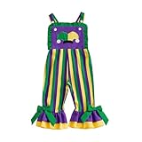 YINGISFITM Toddler Baby Girl Thanksgiving Outfits Turkey Romper Long Flared Jumpsuit Thanksgiving Overalls 0-7 Years Old (Mardi Gras Hat, 4-5 Years)
