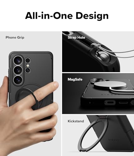 Image of Ringke Alles for Samsung Galaxy S26 Ultra Case Back Cover [Compatible with MagSafe] [360 Rotatable Magnetic Stand] PC Premium Heavy-Duty Rugged with Full Camera Protection - Black