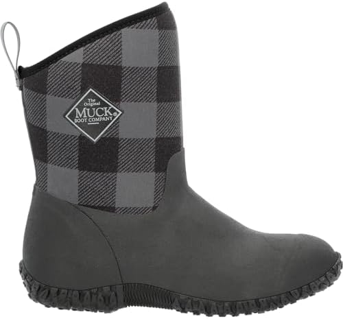 Muck Boot Muck Womens Muckster II Mid Cozy Fleece Lining Black/Grey Plaid, 9 | Image 6