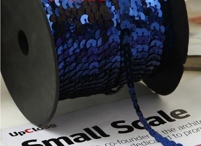 GIOTEL Sequin Ribbon 100Yards 6mm Flat Round Sequins Lace Ribbon Trim Suitable for Sewing Projects Shoes Clothing and Holiday Decorations Sequin Trim (Color : Navy Blue)