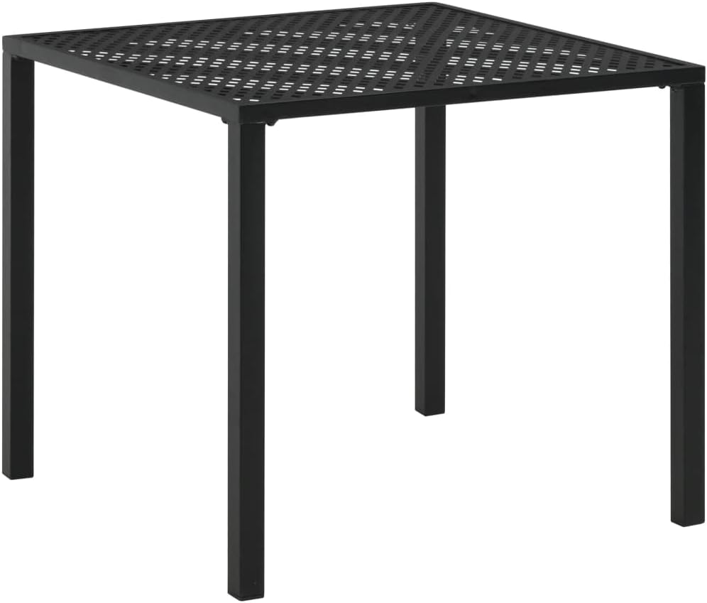 Mesh Design Garden Coffee Table, Industrial Couch Patio Desk Patio Dining Table for Backyard Lawn Balcony Pool, Patio Table Black 31.5"x31.5"x28.3" Steel