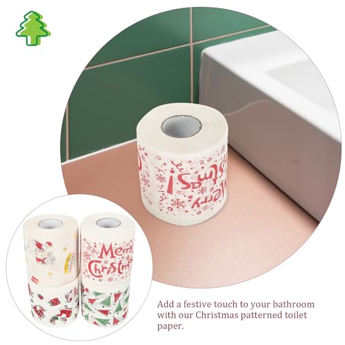 Papel higiénico navideño estampado con 4 rollos de tisú suave y resistente 4