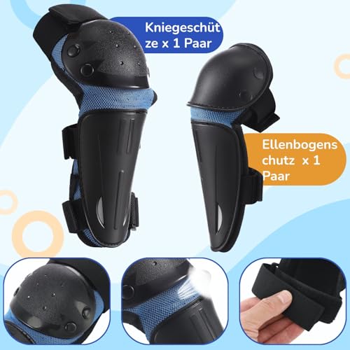 Kinder Dirtbike Ausrüstung, Ganzkörper-Schutzset für Kinder 4-12, Verstellbare Sportjacke mit Ellenbogen- & Knieschonern für Radfahren, Skaten, Scooter, Schwarz