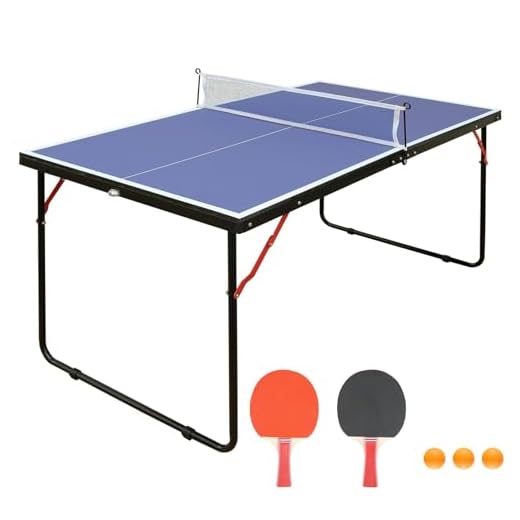 Miscoos Table Tennis Table Foldable & Portable Ping Pong Table Set with Net and 2 Ping Pong Paddles for Indoor Outdoor Game
