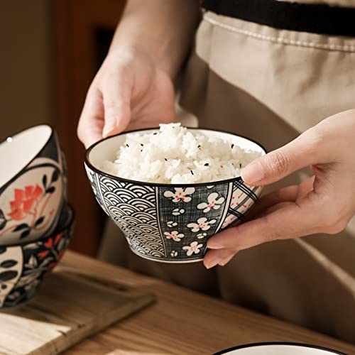 Image of Ceramic Cereal Bowls for Pasta, Salad, Cereal, Soup Ceramic Japanese Ramen Bowls Porcelain Pho Bowls (300ML, Set of 2)
