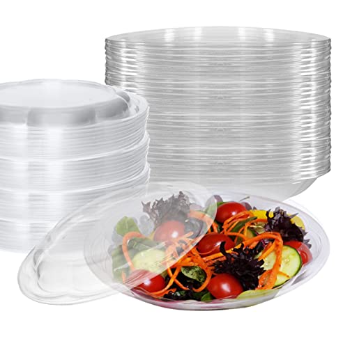 64oz Salad Bowls To-Go with Lids (25 Count) - Clear Plastic Disposable Salad Containers | Airtight, Lunch, Salads, Parfait, Fruits, Leak Proof, Airtight, Fresh, Meal Prep | Rose Bowl Container (64oz)