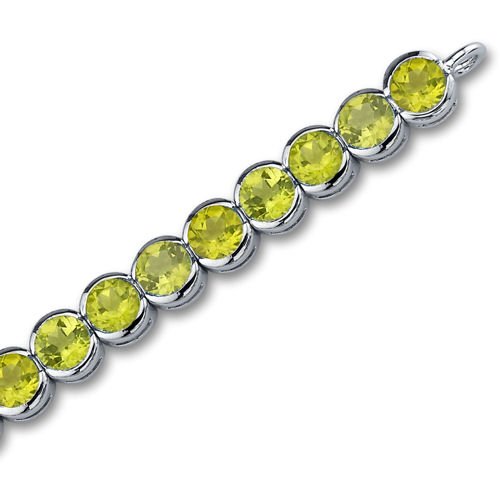 Peora Peridot Tennis Bracelet For Women 925 Sterling Silver, Natural Gemstone, 18.25 Carats Total, Round Shape, 7 1/4 Inch Length #TOP2