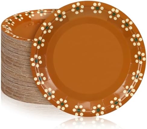 Yungyan Platos De Barro Mexicanos Paper Plates Cielito Lindo Party Decoration Mexican Dinnerware Terracotta Flower Clay Pottery Plates Party Supplies Birthday Wedding Decoration(7 Inch,100 Pcs)