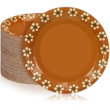 Yungyan 100 Pcs 7 Inch Cielito Lindo Party Plates Platos De Barro Mexicanos Fiesta Paper Plates Baby Shower Taco Party Supplies Mexican Plate Terracotta Flower Clay Pottery Cinco De Mayo Wedding