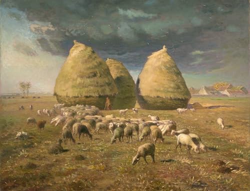 Peinture sur toile Haystacks Autumn de Jean François Millets pour salon serein