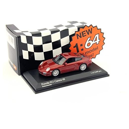 Minichamps 640066460 - Coche de colección Porsche 911 Carrera 4S'08, rojo metalizado - escala 1/64