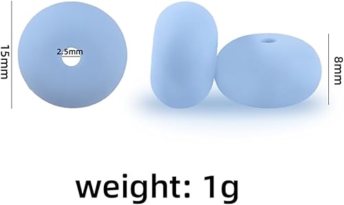 Miniatura 2 de Decoendiy 100 cuentas sueltas de ábaco de silicona de 0.59 pulgadas, espaciadores gruesos de forma redonda plana, cuentas de goma de agujero grande,