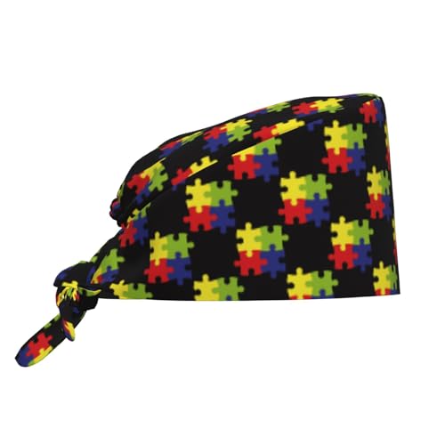 Image of Working Cap Scrub Cap with Sweatband Adjustable Unisex Women Tie Back Hat Nurse Surgical Caps