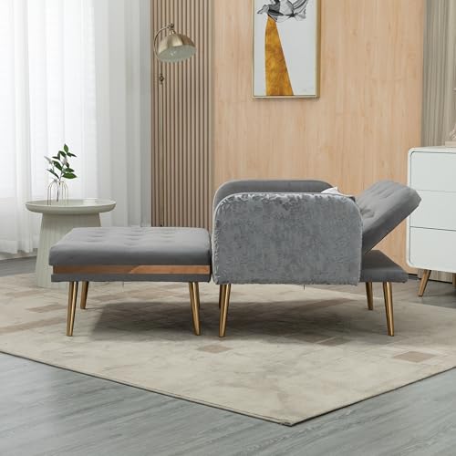 Unbranded Catalano 34.25" Tufted Two Arm Reclining Chaise Lounge Grey - Thumbnail 2