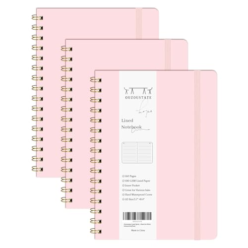 Carnet rose A5 ligné pour la prise de notes au bureau et organisation de projets