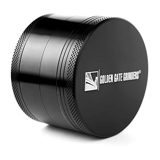 Golden Gate Grinders #1 Best Herb Grinder 2.5 Inch 4-piece Anodized Aluminum with Pollen Catcher – Large Black