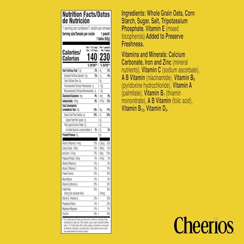 Image of Cheerios Whole Grain Oats Gluten-Free Breakfast Cereal, 2.2 oz Pouch (Pack of 5)