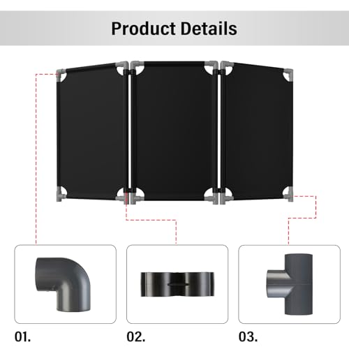 3 Panels Safety Barricade,5.8FT Foldable Security Barrier Gate with Heavy Duty PVC Frame,High Visibility Black Color,Crowd Control Restricted Area Pedestrian Barricade Traffic Fence