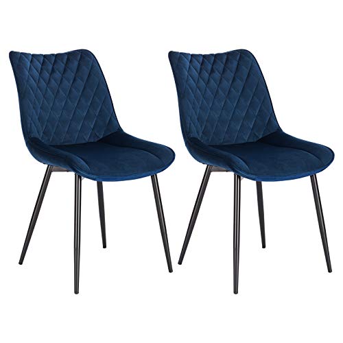WOLTU Dining Chairs Set of 2 - Kitchen & Living Room Counter Chairs with Blue Velvet, Padded Seat & Backrest