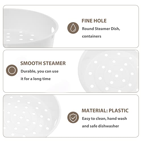 Cabilock 2Pcs Plastic Steaming Rack Stand Food Grade Steamer Steam Basket Insert Kitchen Cookware For Rice Cooker Warmer Vegetable Veggie Fish Seafood White 3L 5L #TOP4