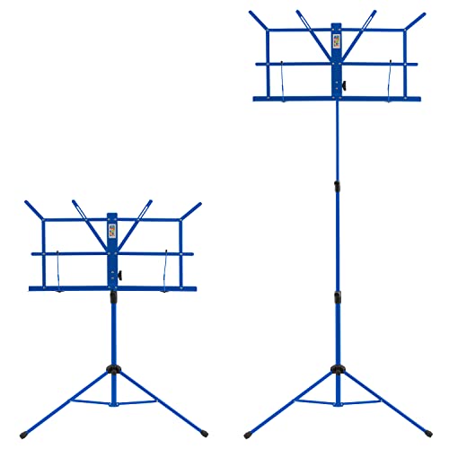 Mad About MA-MS04 Zusammenklappbarer Notenständer, - Leicht zusammenklappbarer tragbarer Notenständer mit Tragetasche - Blau