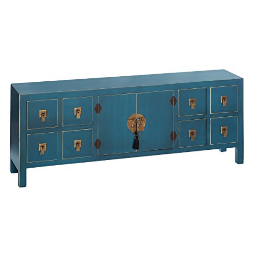 Mueble de TV de 8 cajones y 2 Puertas Oriental Azul de...