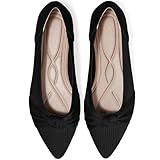 TINGRISE Women's Flats Shoes Comfortable Dressy Pointed Toe Knit Washable Ballet Flat Black 6UK