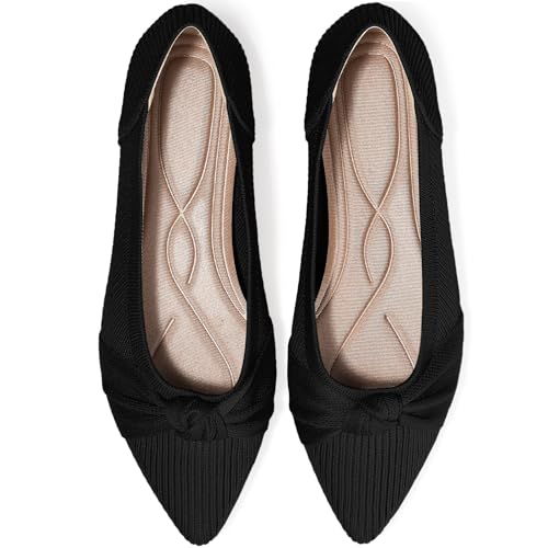 Women's Flats Shoes Comfortable Dressy Pointed Toe Knit Washable Ballet Flat