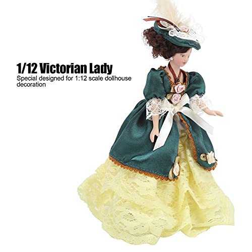 Bonecas vitorianas para casa de bonecas, 1:12 em miniatura de casa de bonecas, bonecas de porcelana