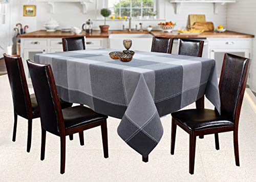 Image of AIRWILL 100% Cotton Square Table Cover for Dining Table | Premium Washable Table Cloth | Soft Durable Fabric for Home Kitchen Restaurant & Coffee Table (Grey, 6 Seater)