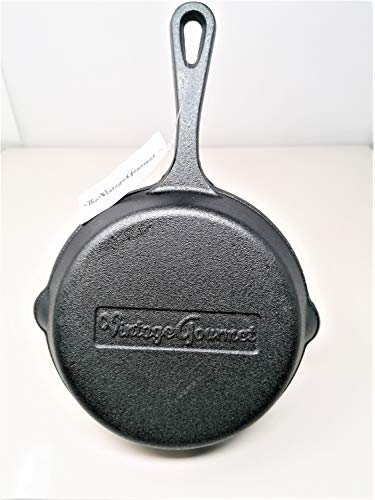 Vintage Gourmet ® Premium Quality Cast Iron Pre-Seasoned Skillet Frying Pan 20cm Diameter - 4cm Deep for Healthy Cooking -Black, Oven Safe, Grill Cook and Taste The Difference 2 Gallery Image