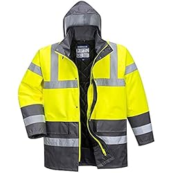 Cazadoras De Trabajo Amazon Portwest Parka De Alta Visibilidad Contrast Traffic, Tamaño: XL, Color: Amarillo/Gris, S466YGYXL