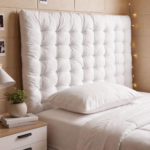 Threehoney Back to School College Dorm Headboard Twin XL, White