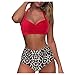 Shorts Genou Taille rétro Deux Vintage Licou froncé pièce Haut Bikini Femmes Imprimer Maillot de Bain Ensemble Maillots de Bain Tankinis Ensemble