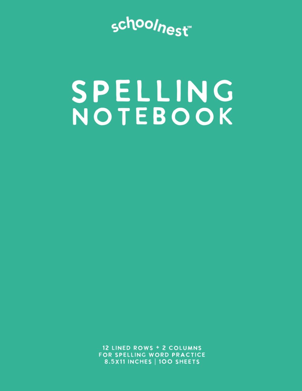 Spelling Notebook: Teal Softcover Journal for Spelling Words