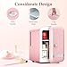 Xbeauty Retro Mini Fridge, Compact Refrigerator with 4L Capacity/6 Cans，Cooler & Warmer, Removable Shelf for Skincare, Beverages, Cosmetics, Perfect for Dorm, Bedroom, Pink