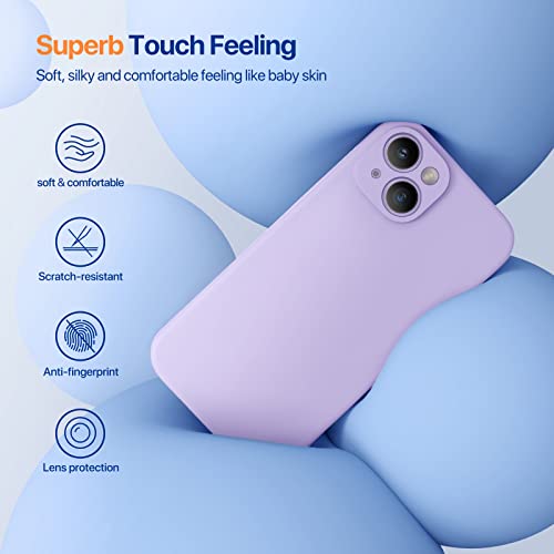 Image of Miracase Designed for iPhone 14 Plus Case with Screen Protector,[Upgraded Enhanced Camera Protection],Shockproof Liquid Silicone Case with Microfiber Lining,6.7 inch(Light Purple)