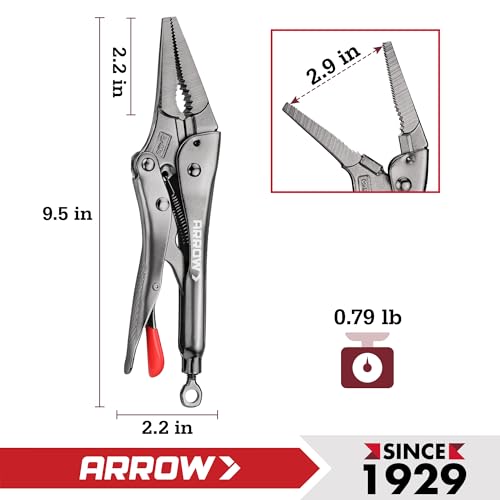 ARROW 9.5" Needle Nose Locking Pliers, Long Nose Locking Pliers by Arrow Fastener - Used condition - Image 3