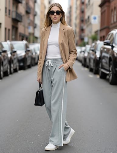 Quenteen Women's Wide Leg Pants Casual High Waisted Baggy Straight Sweatpants Drawstring Athletic Joggers with Pockets3