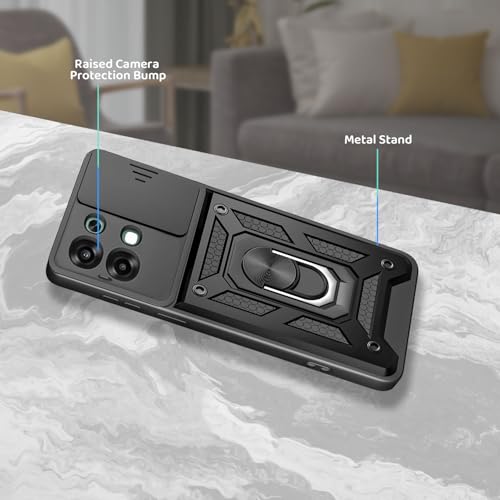 Image of Tough Armor Bumper Back Cover Case for Oppo F33 5G | Sliding Camera Cover, Kickstand & Ring Holder 360 Degree Protection Back Cover Case for Oppo F33 5G - Black