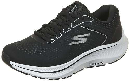 Skechers Tenis Go Run Consistent 2.0 Mile Marker para hombre, Negro/Blanco, 43 EU