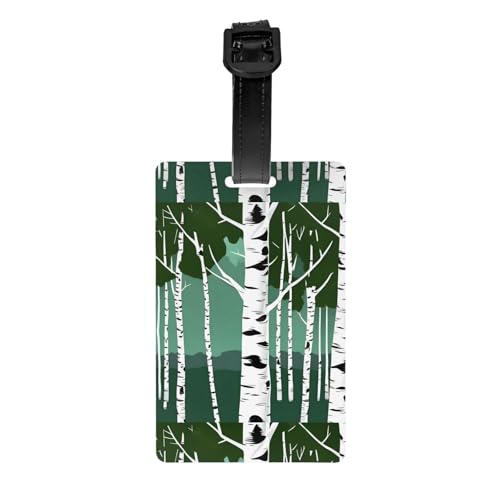 Birch Trees Print Fashionable PVC Luggage Tag Trendy Suitcase Id Holder Stylish Travel Accessory for Everyone