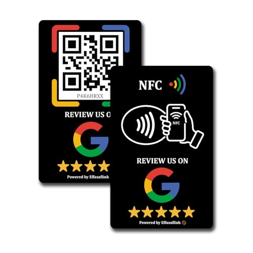 Google Review PVC Card, Google Review Tap Tag, Google Review Sign, Boost Customer Reviews, Tap NFC & Scan QR Code, for iPhone & Android, One-time Purchase for Lifetime Use (Black-1 Card)
