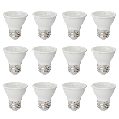 Sunlite LED PAR16 Dimmable, Short Neck Recessed Spotlight Light Bulb, 7-Watt, (50W Halogen Replacement) 500 Lumens, Medium E26 Base, ETL Listed, 12 Count, 4000K Cool White